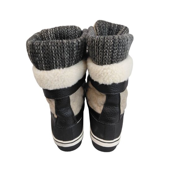 Women's Insulated Winter Snow Boots Size 11 w Black/Gray Faux Fur Lined Quilted - Picture 9 of 11